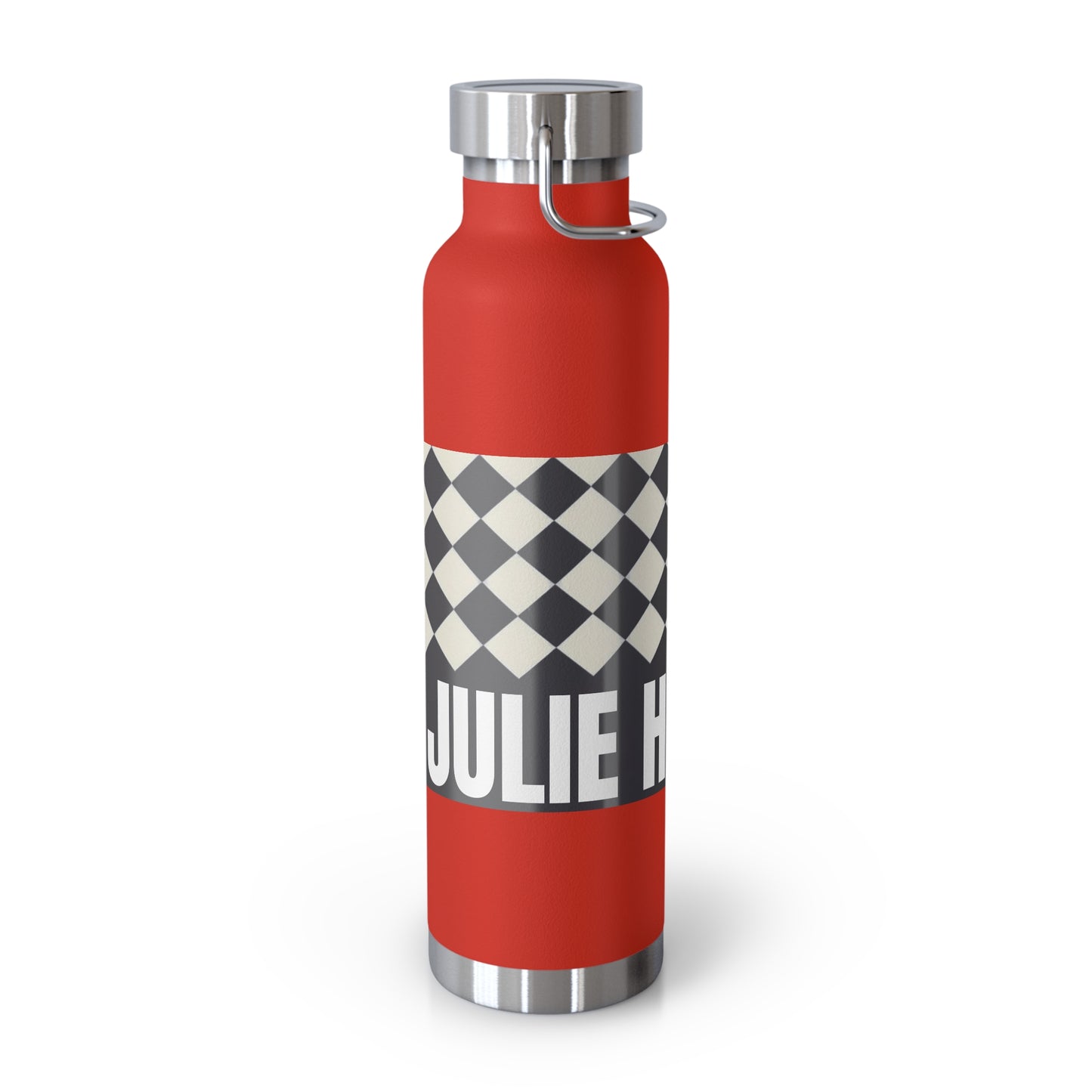 22oz Copper Vacuum Water Bottle — Personalized Checkerboard Design