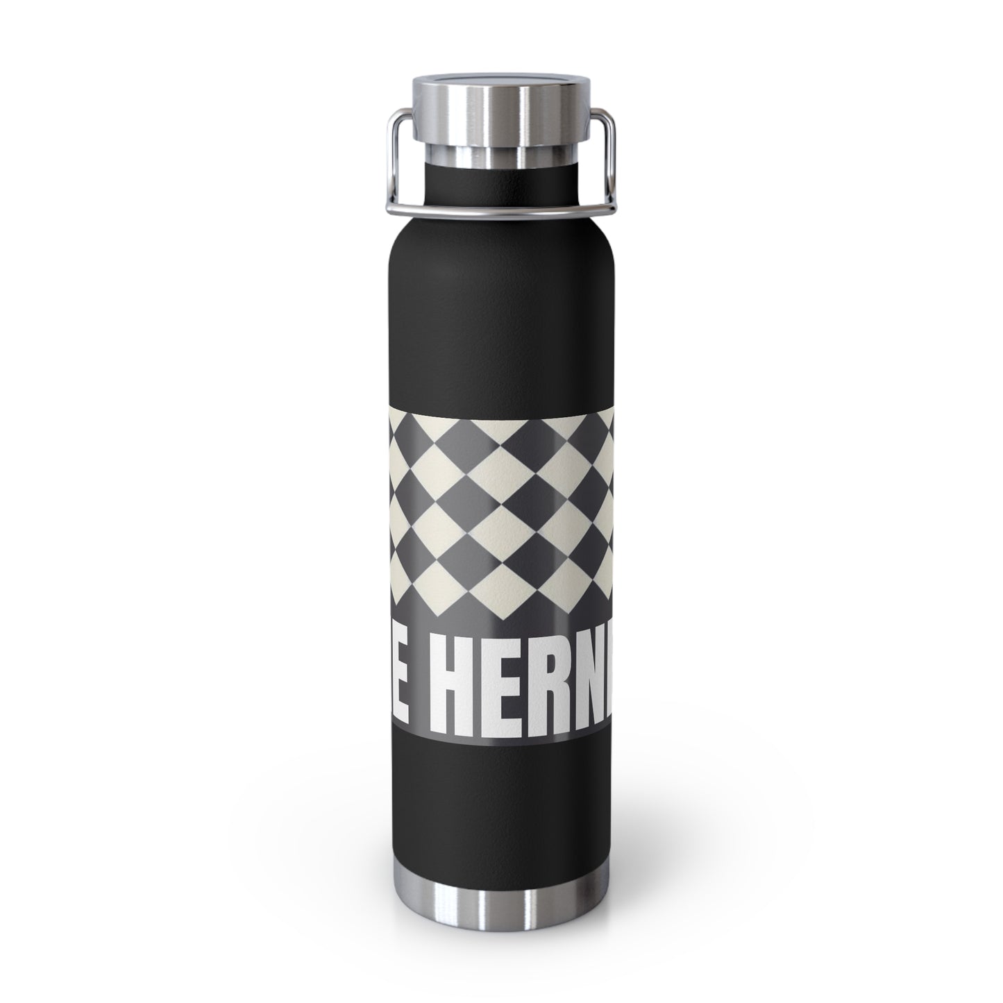 22oz Copper Vacuum Water Bottle — Personalized Checkerboard Design