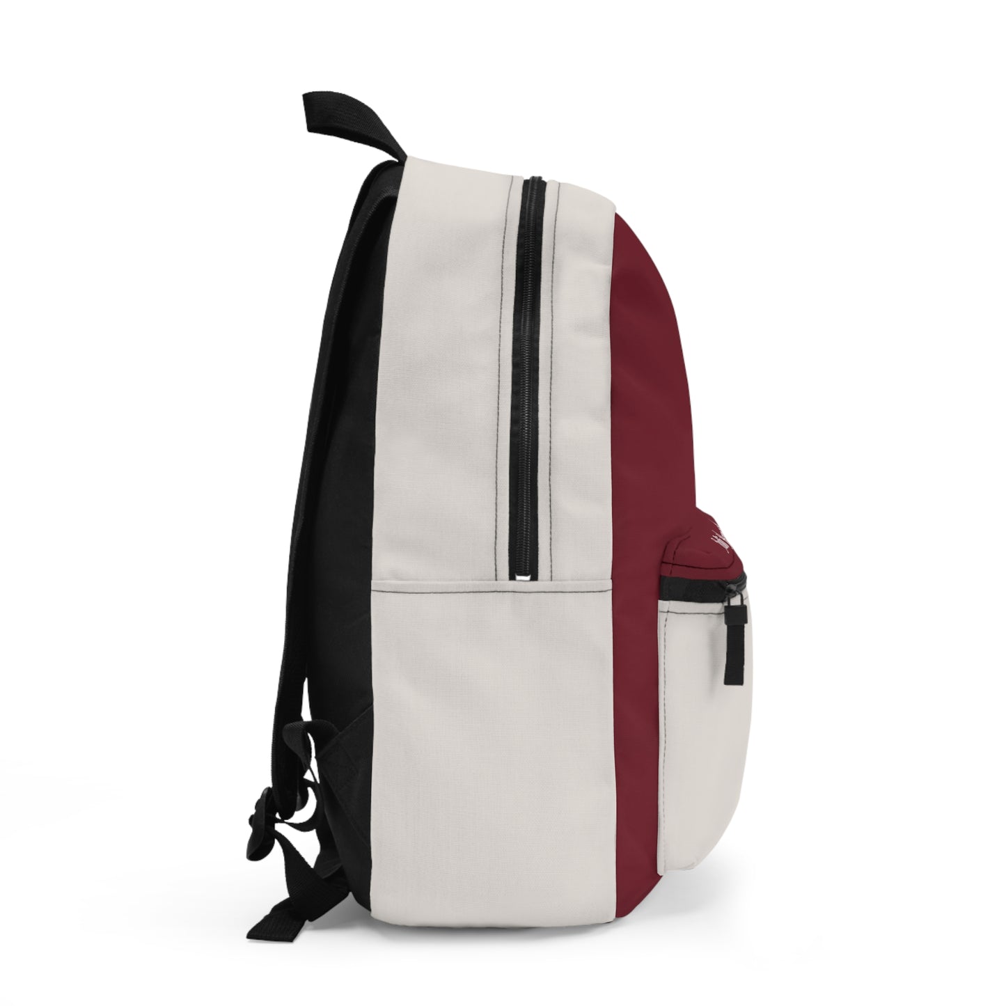 Personalized Maroon & Cream Backpack — Custom Name School Daypack