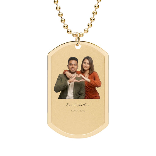 Personalized Photo Dog Tag Necklace – Custom Engraved Memory Pendant