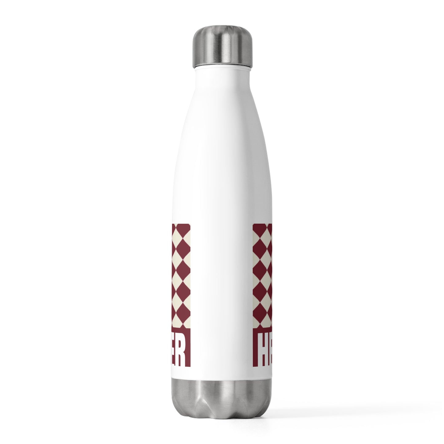 Insulated Bottle — Burgundy Checker ‘Parker’ 20oz Stainless Water Bottle