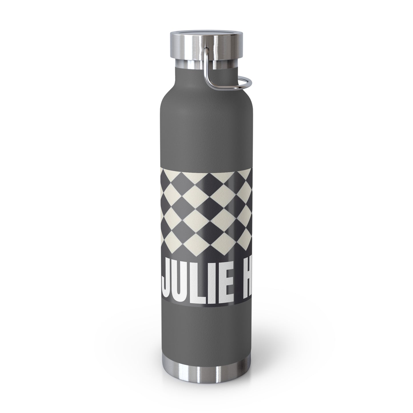 22oz Copper Vacuum Water Bottle — Personalized Checkerboard Design