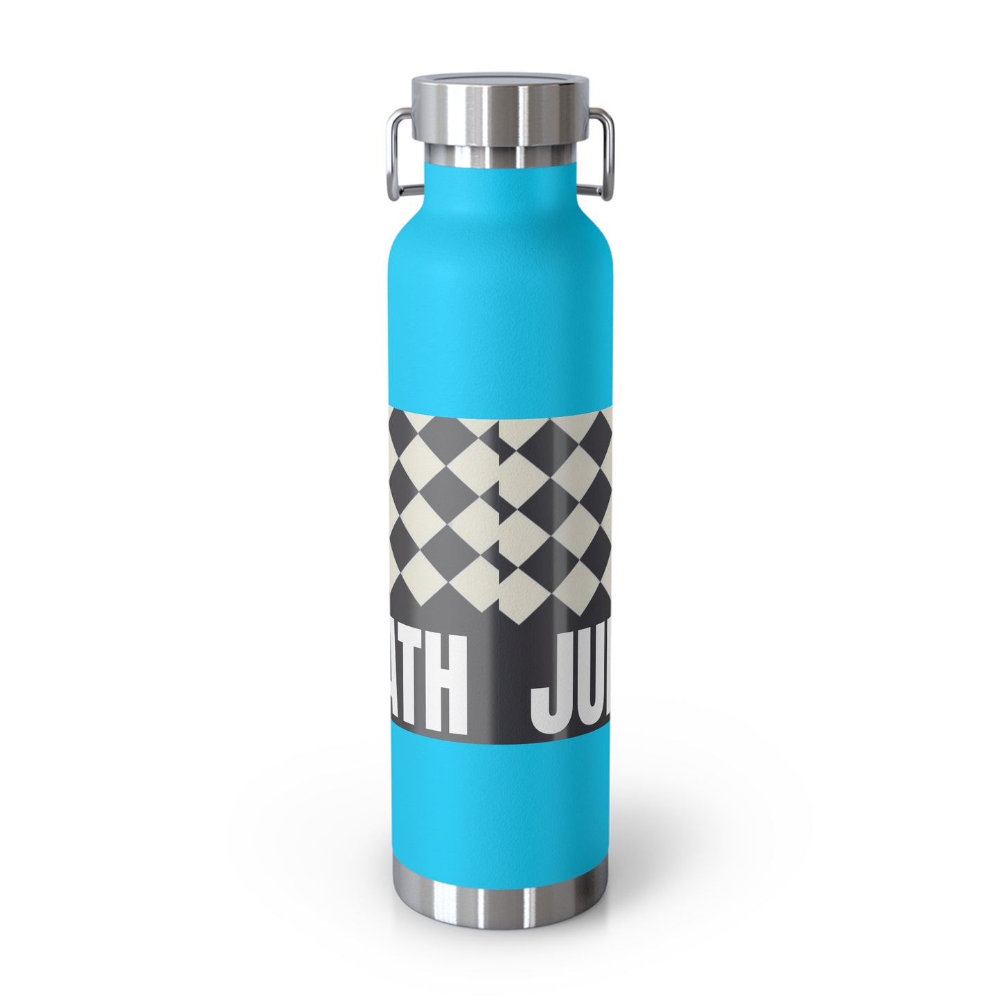 22oz Copper Vacuum Water Bottle — Personalized Checkerboard Design