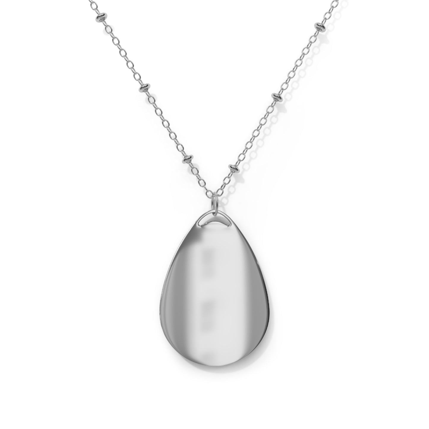 Personalized Oval Photo Necklace — Engraved Teardrop Pendant with Names & Date