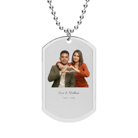 Personalized Photo Dog Tag Necklace – Custom Engraved Memory Pendant