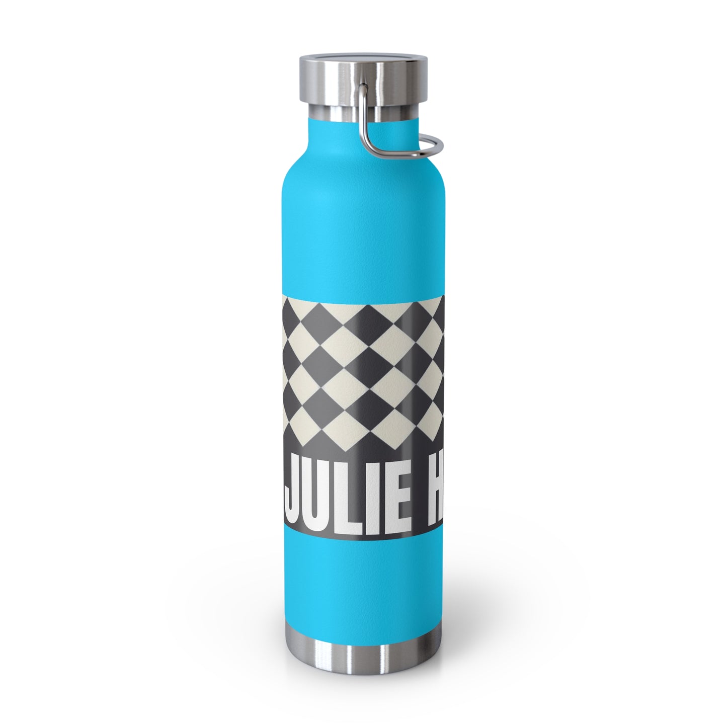 22oz Copper Vacuum Water Bottle — Personalized Checkerboard Design