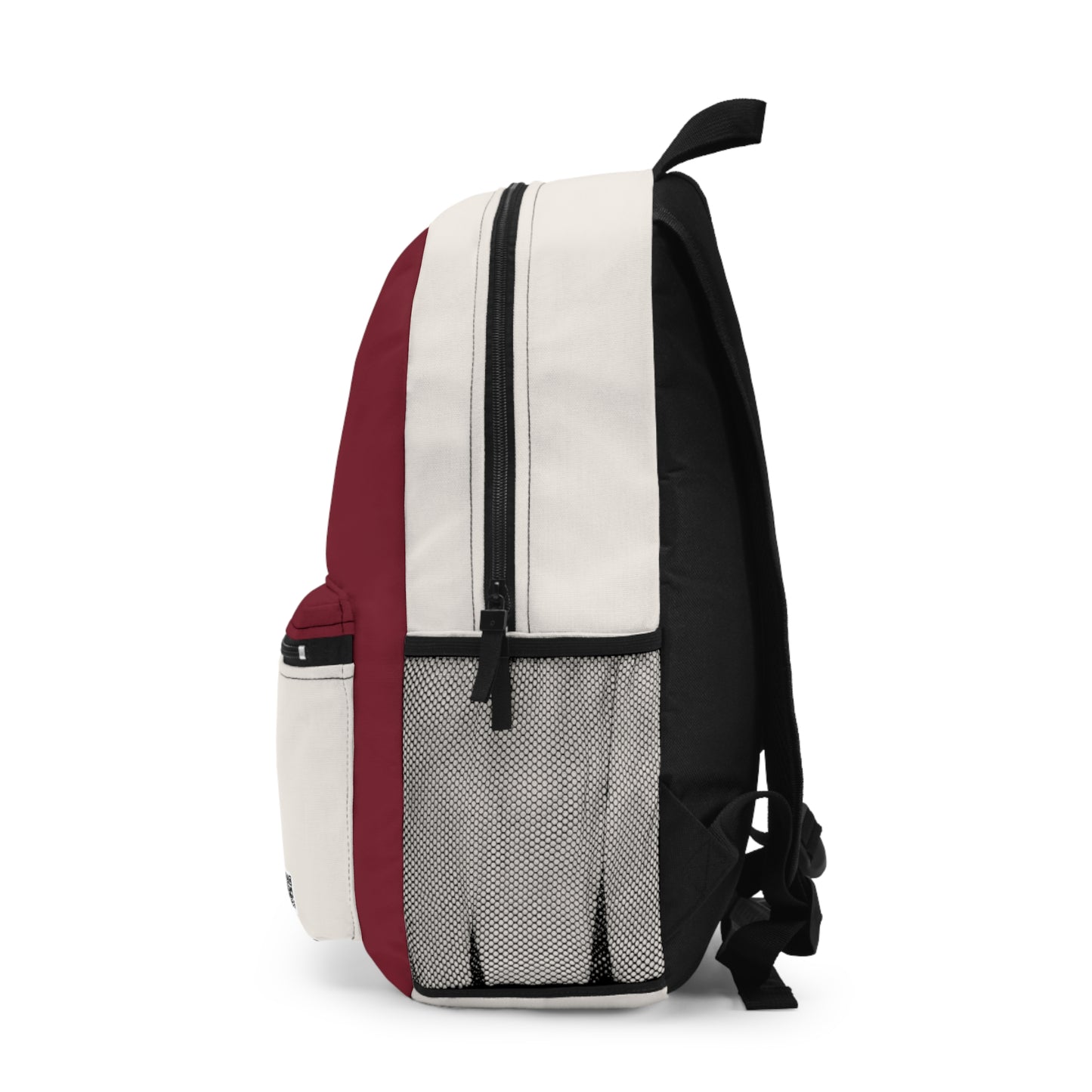 Personalized Maroon & Cream Backpack — Custom Name School Daypack