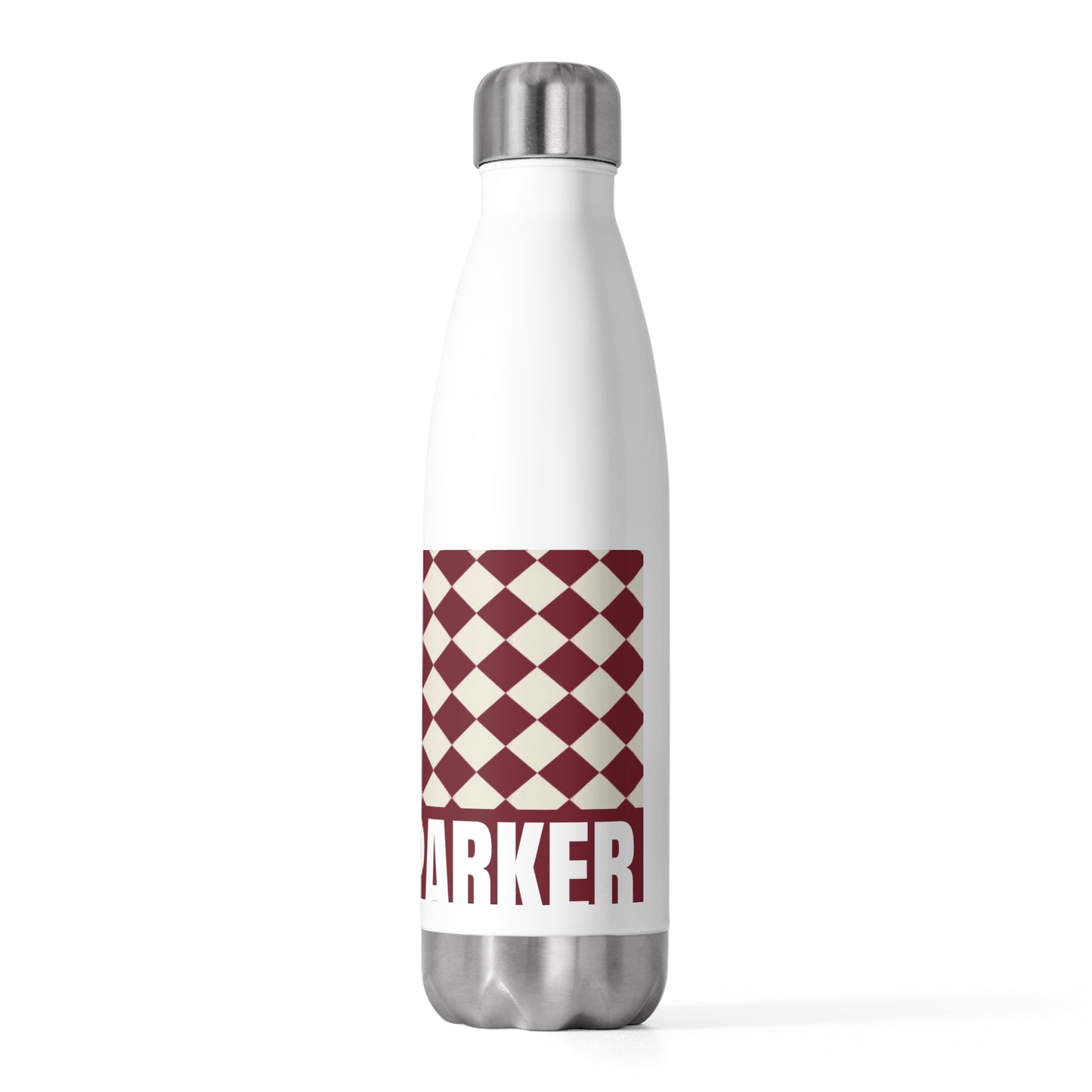 Insulated Bottle — Burgundy Checker ‘Parker’ 20oz Stainless Water Bottle