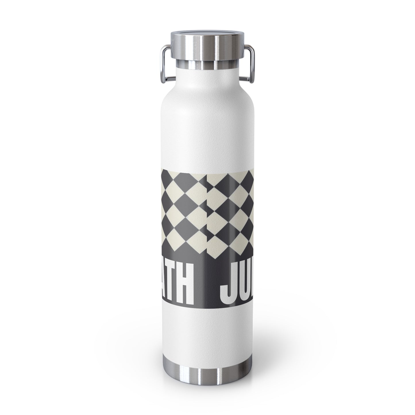 22oz Copper Vacuum Water Bottle — Personalized Checkerboard Design