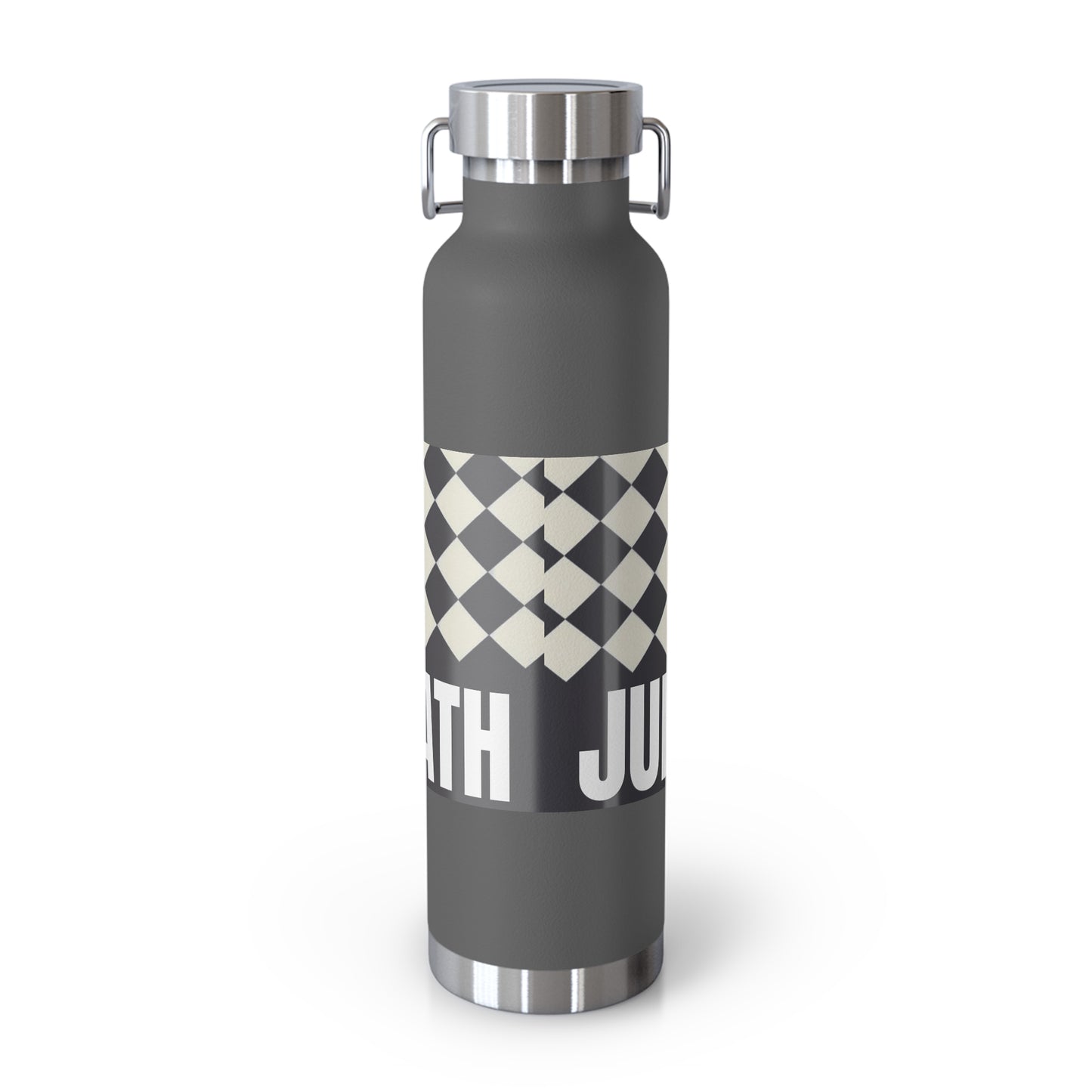 22oz Copper Vacuum Water Bottle — Personalized Checkerboard Design