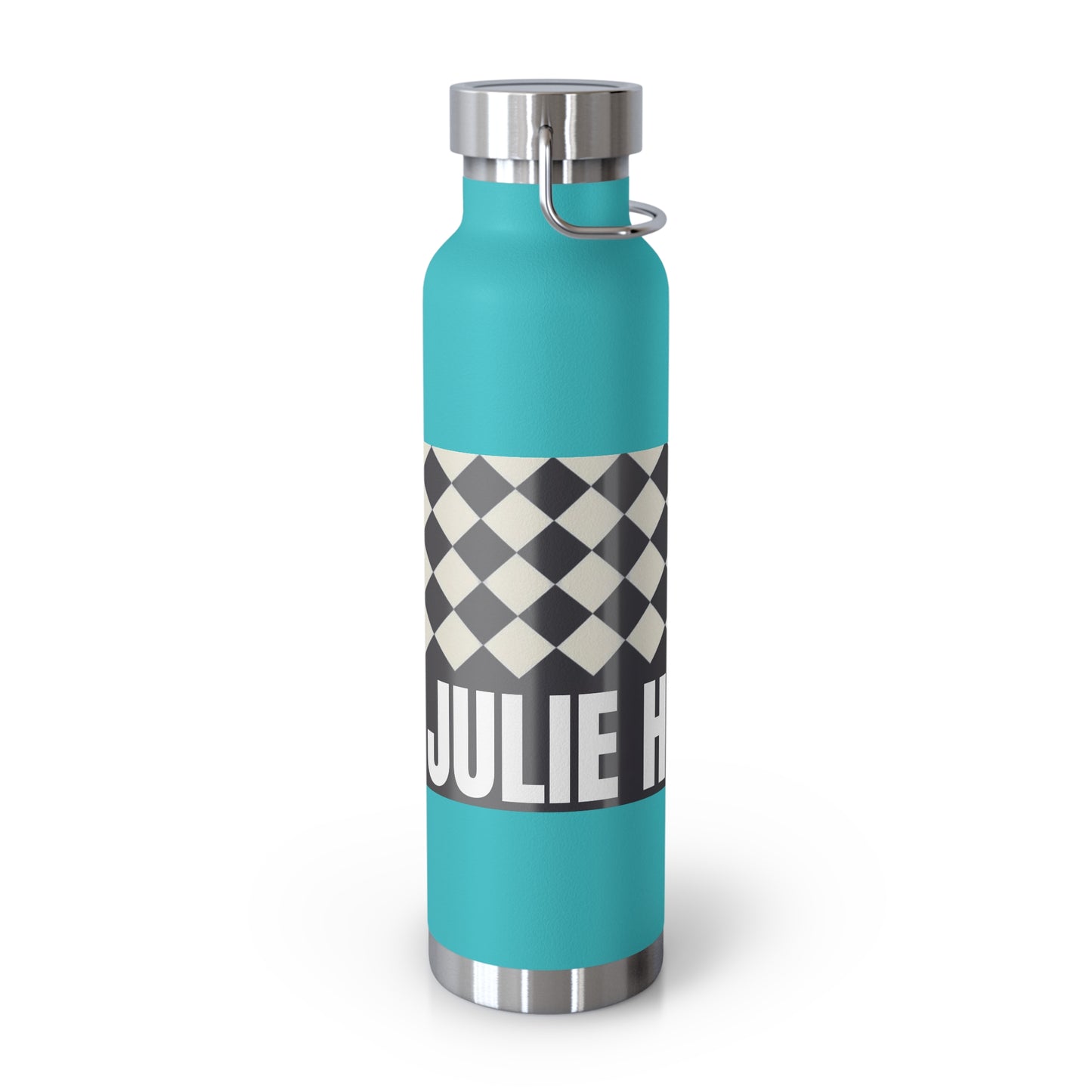 22oz Copper Vacuum Water Bottle — Personalized Checkerboard Design