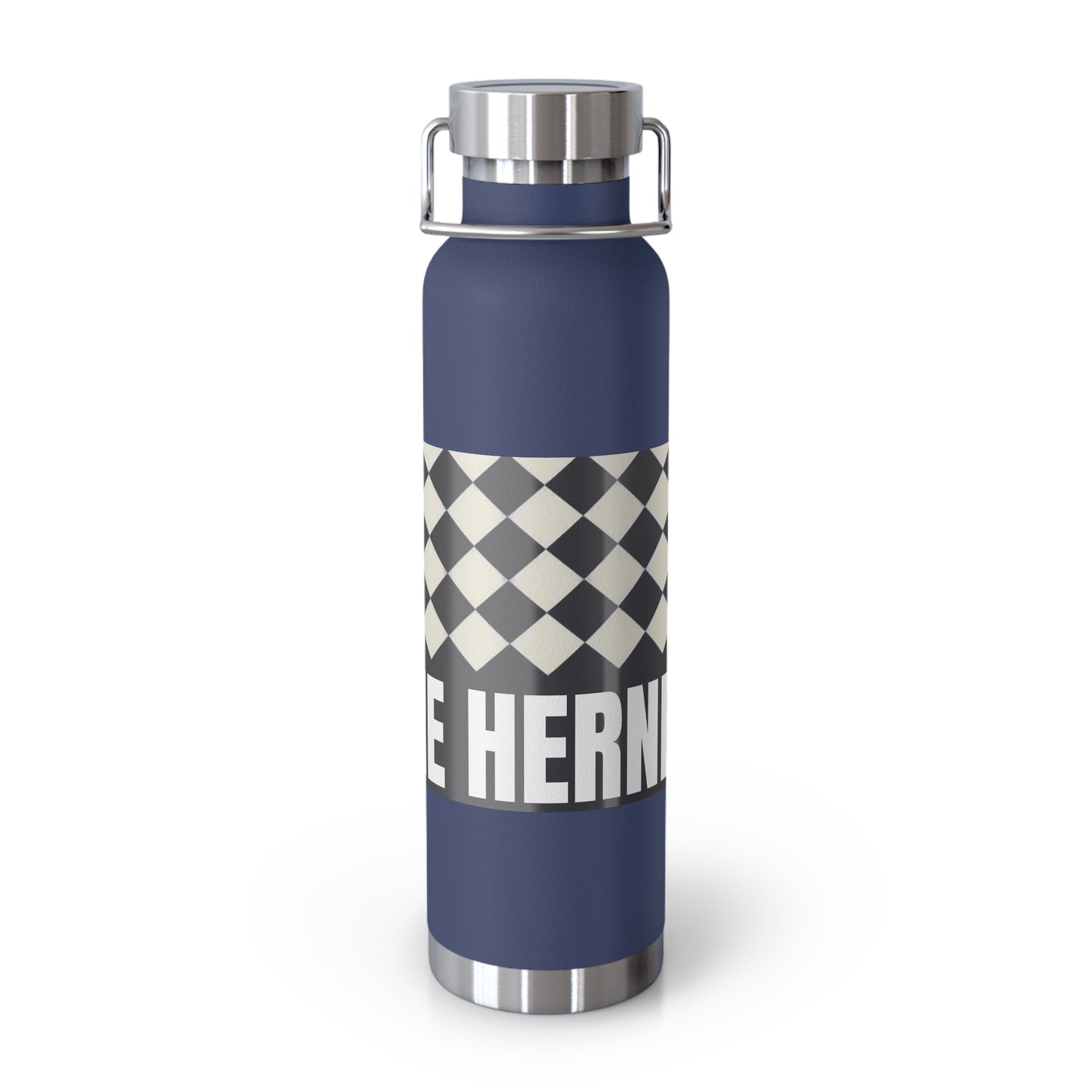 22oz Copper Vacuum Water Bottle — Personalized Checkerboard Design