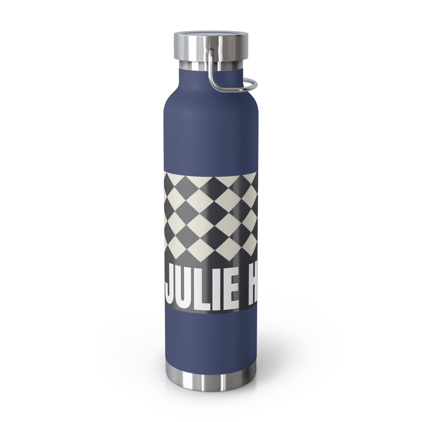 22oz Copper Vacuum Water Bottle — Personalized Checkerboard Design