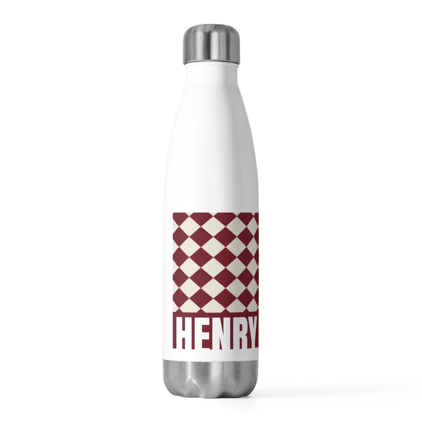 Insulated Bottle — Burgundy Checker ‘Parker’ 20oz Stainless Water Bottle
