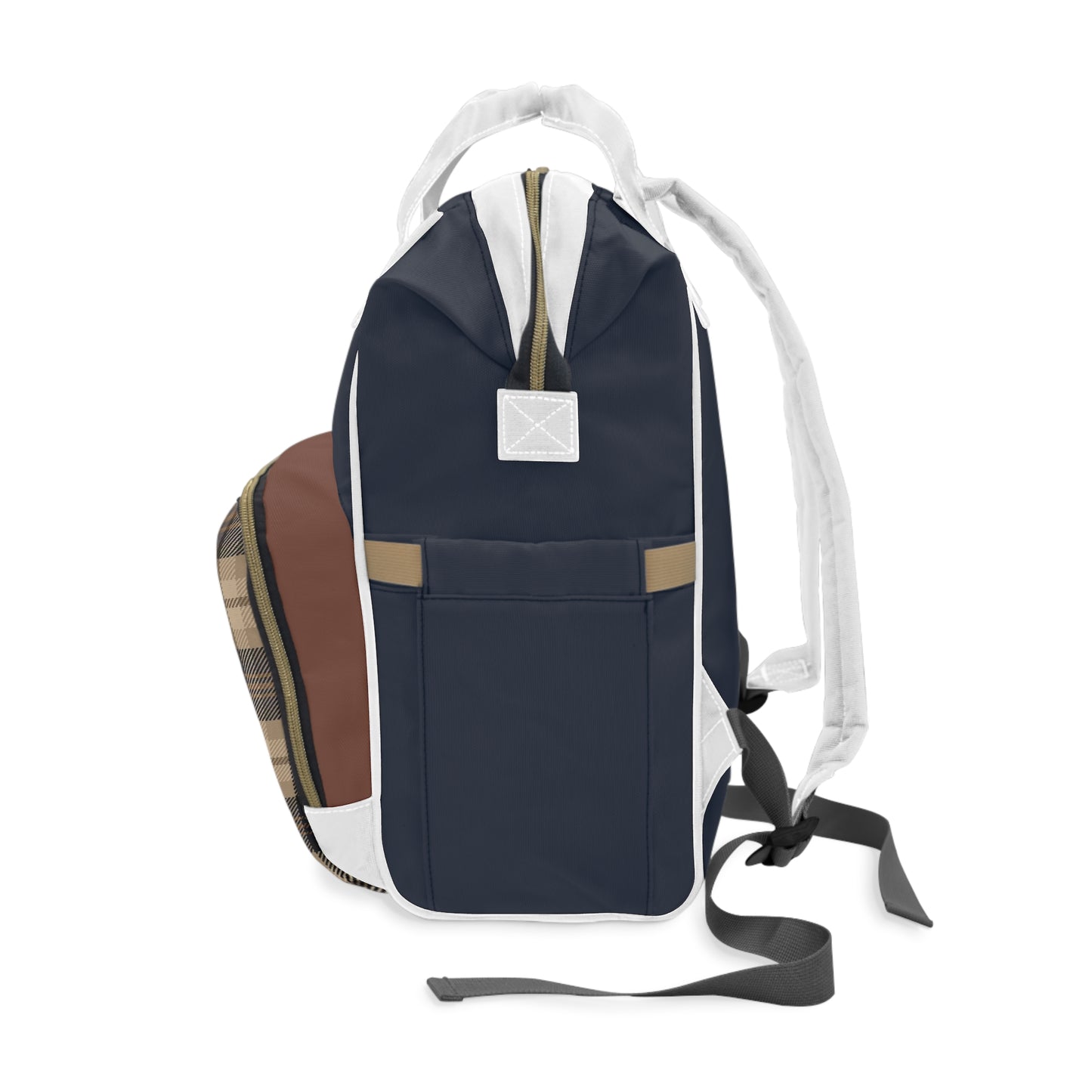 Personalized Navy Plaid Diaper Backpack — Multifunctional Baby Changing Bag