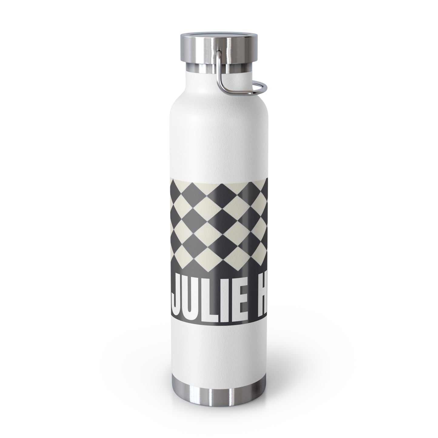 22oz Copper Vacuum Water Bottle — Personalized Checkerboard Design