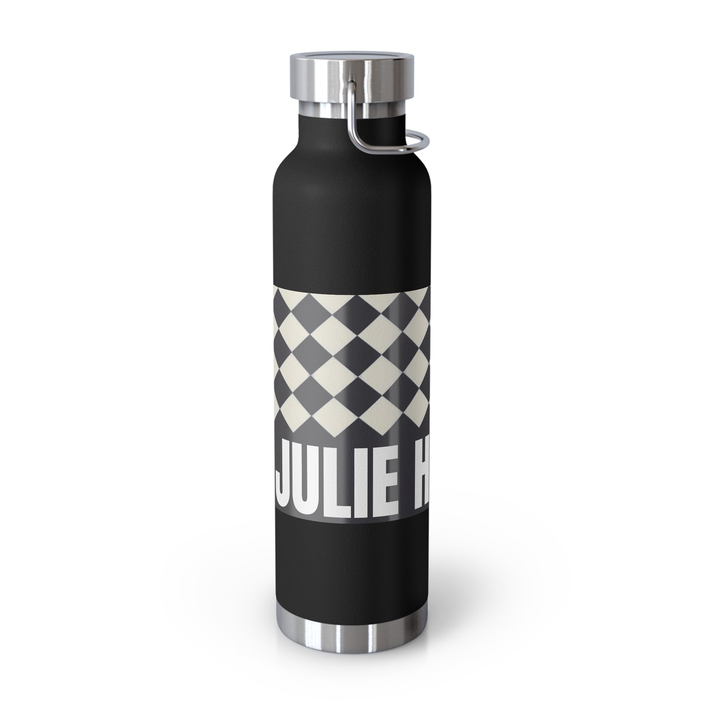 22oz Copper Vacuum Water Bottle — Personalized Checkerboard Design