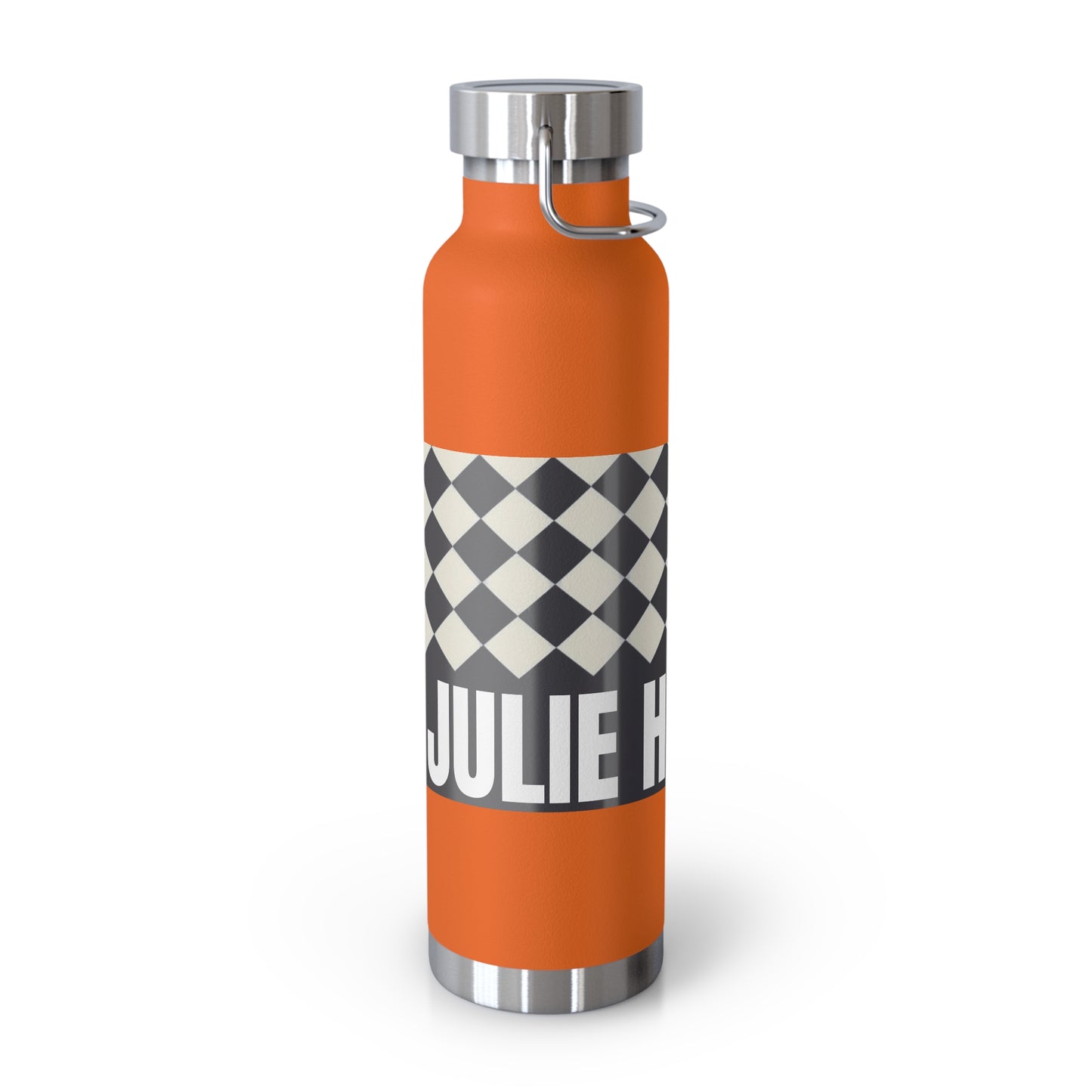 22oz Copper Vacuum Water Bottle — Personalized Checkerboard Design