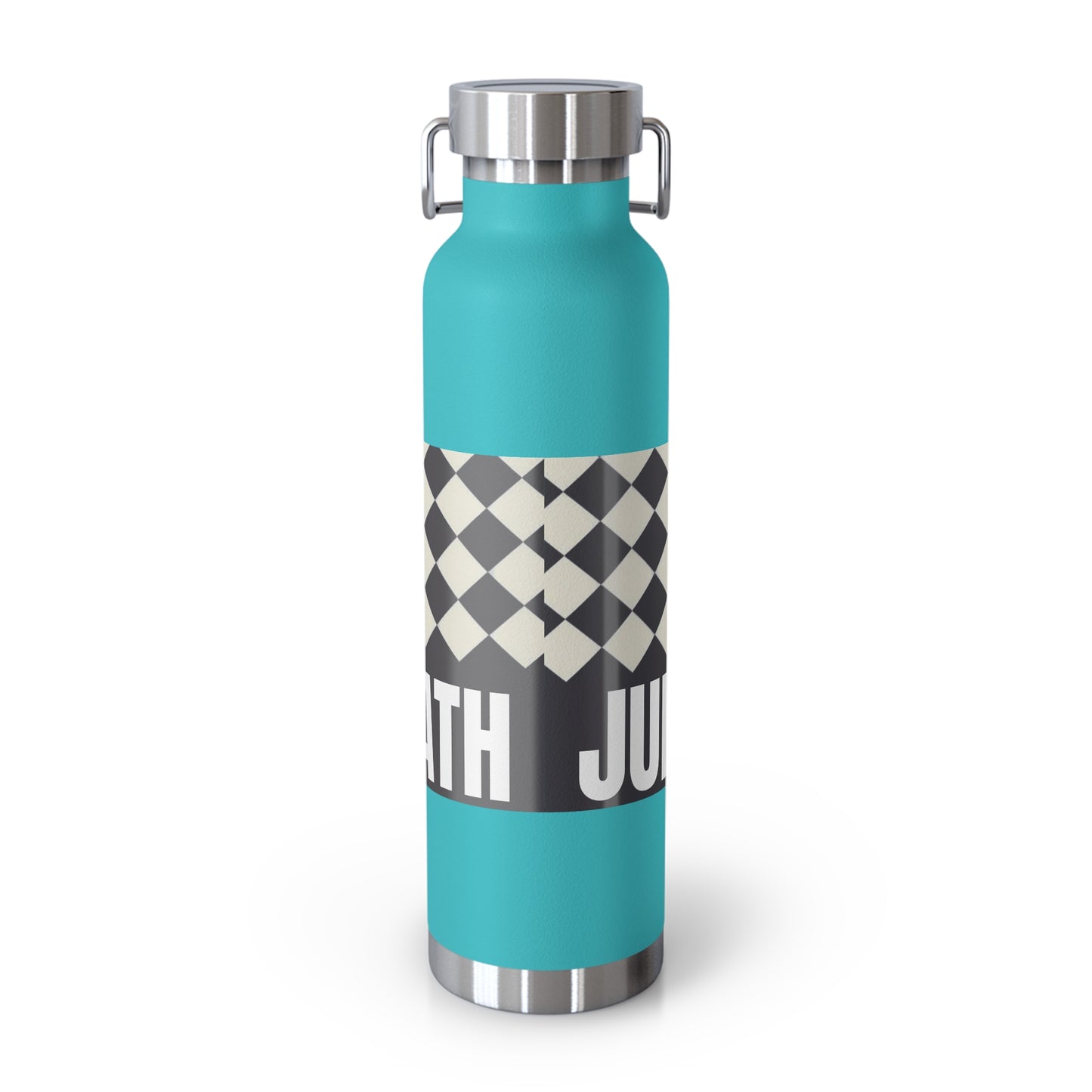 22oz Copper Vacuum Water Bottle — Personalized Checkerboard Design