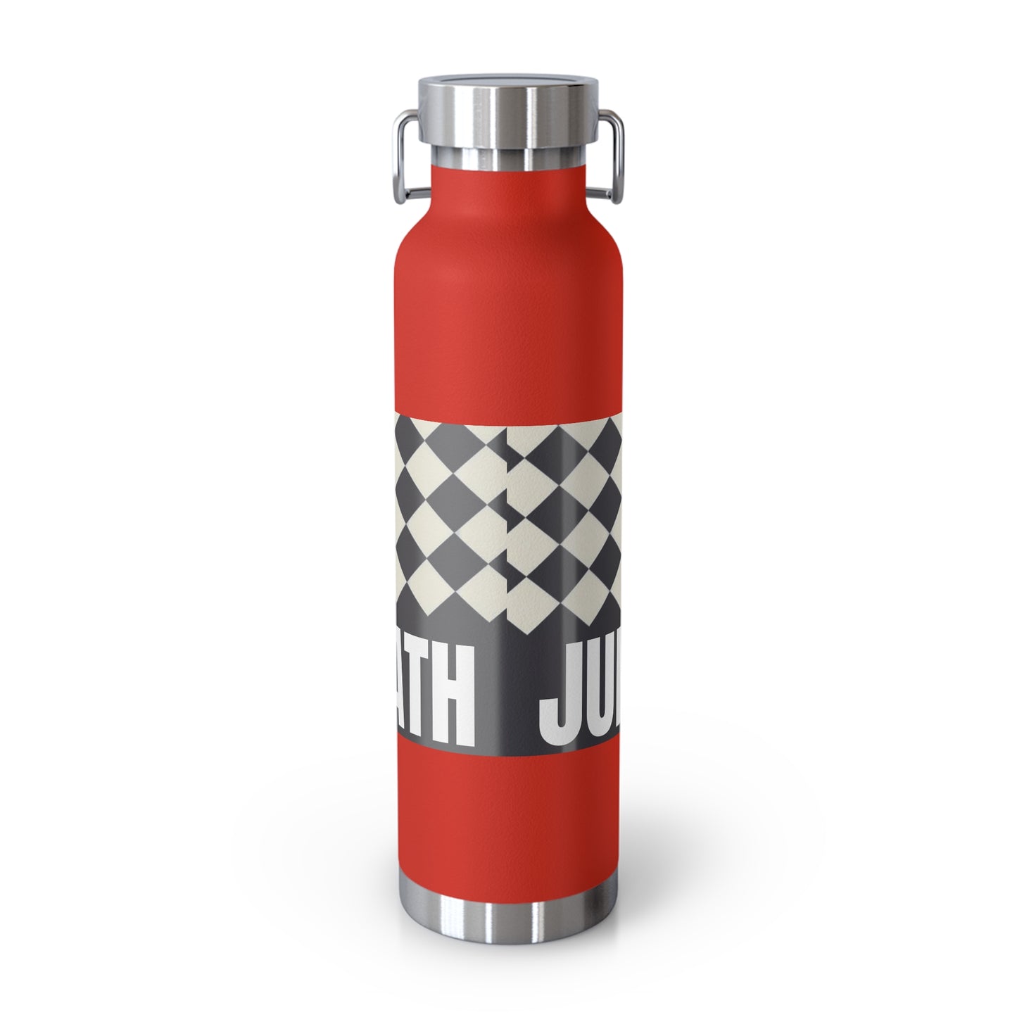 22oz Copper Vacuum Water Bottle — Personalized Checkerboard Design