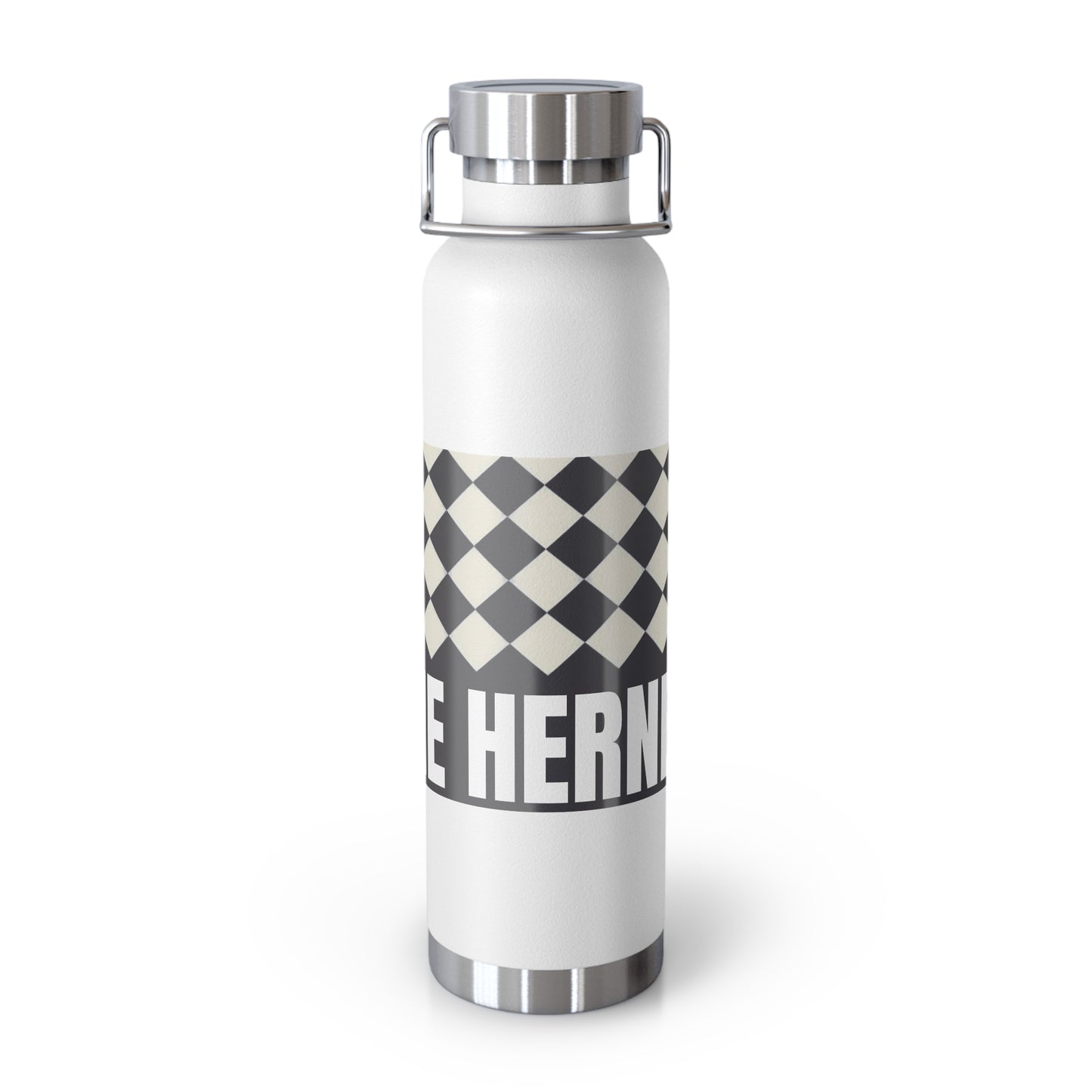 22oz Copper Vacuum Water Bottle — Personalized Checkerboard Design