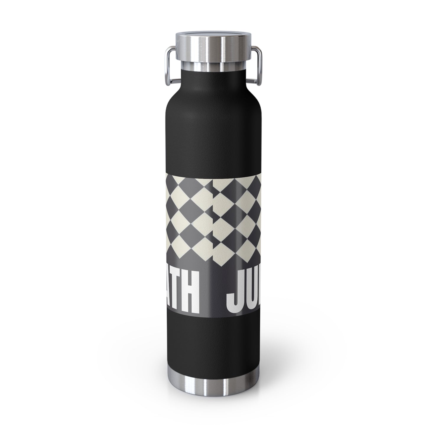 22oz Copper Vacuum Water Bottle — Personalized Checkerboard Design