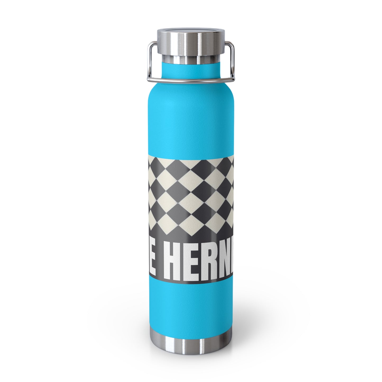 22oz Copper Vacuum Water Bottle — Personalized Checkerboard Design