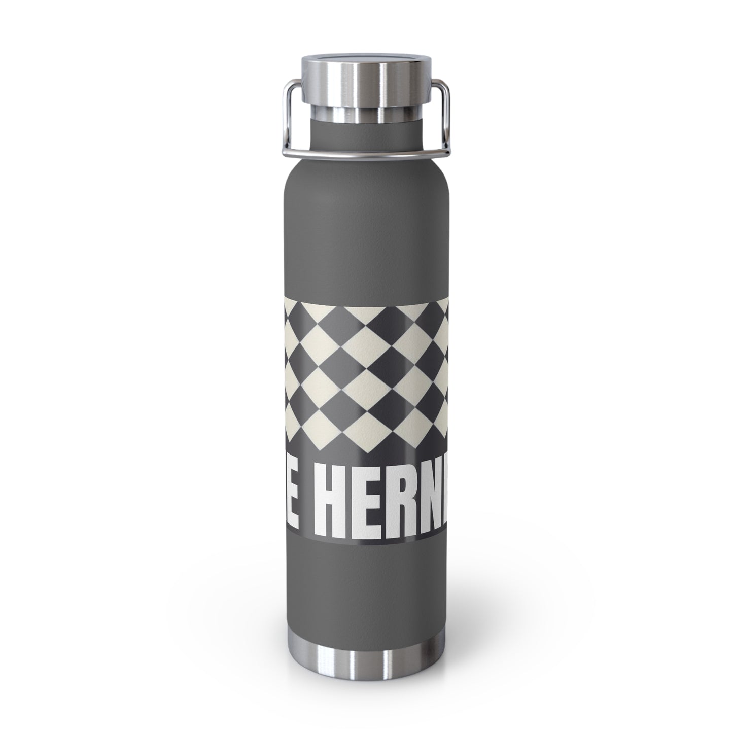 22oz Copper Vacuum Water Bottle — Personalized Checkerboard Design